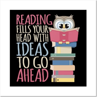 Reading Book, Library & Librarian | Read Bookworm Kawaii Owl Posters and Art